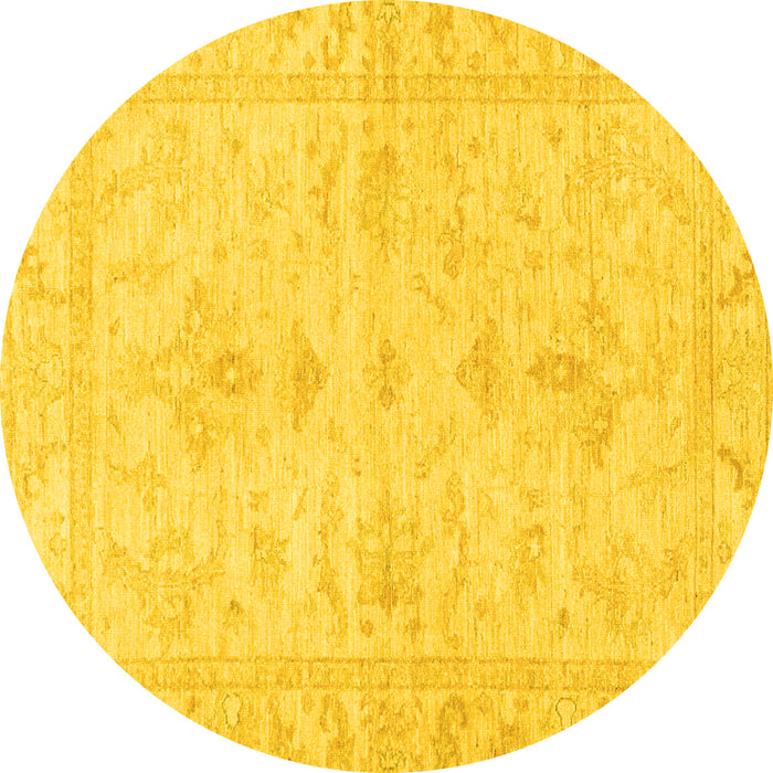 Round Oriental Yellow Traditional Rug, abs3921yw