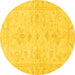 Round Oriental Yellow Traditional Rug, abs3921yw