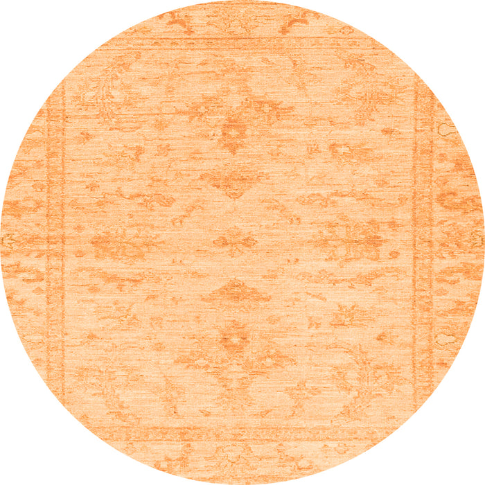 Round Machine Washable Oriental Orange Traditional Area Rugs, wshabs3921org