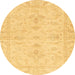 Round Abstract Bold Yellow Oriental Rug, abs3921