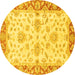 Round Oriental Yellow Traditional Rug, abs3922yw