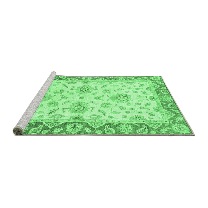 Sideview of Machine Washable Oriental Emerald Green Traditional Area Rugs, wshabs3922emgrn