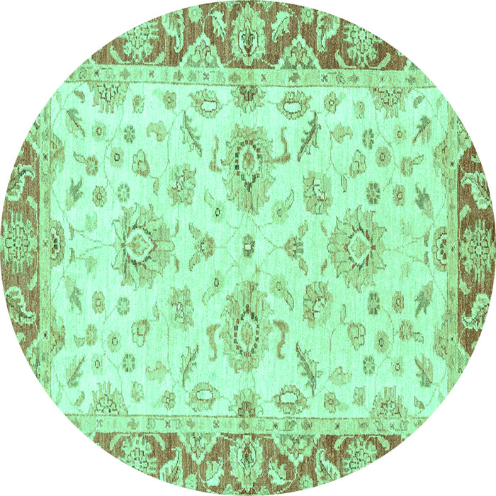 Round Oriental Turquoise Traditional Rug, abs3922turq