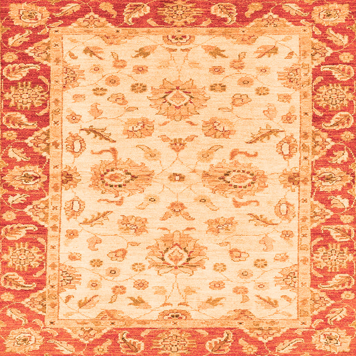 Square Machine Washable Oriental Orange Traditional Area Rugs, wshabs3922org