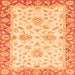 Square Machine Washable Oriental Orange Traditional Area Rugs, wshabs3922org