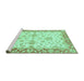 Sideview of Machine Washable Oriental Turquoise Traditional Area Rugs, wshabs3922turq