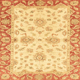 Square Abstract Chrome Gold Yellow Oriental Rug, abs3922