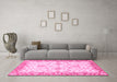 Machine Washable Oriental Pink Traditional Rug in a Living Room, wshabs3922pnk