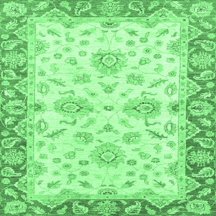 Square Machine Washable Oriental Emerald Green Traditional Area Rugs, wshabs3922emgrn