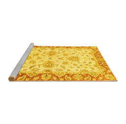Sideview of Machine Washable Oriental Yellow Traditional Rug, wshabs3922yw