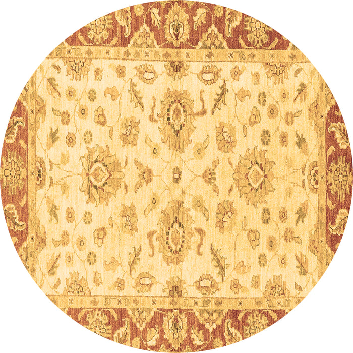 Round Oriental Brown Traditional Rug, abs3922brn