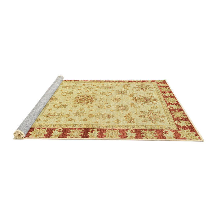 Sideview of Machine Washable Abstract Mustard Yellow Rug, wshabs3923