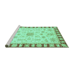 Sideview of Machine Washable Oriental Turquoise Traditional Area Rugs, wshabs3923turq