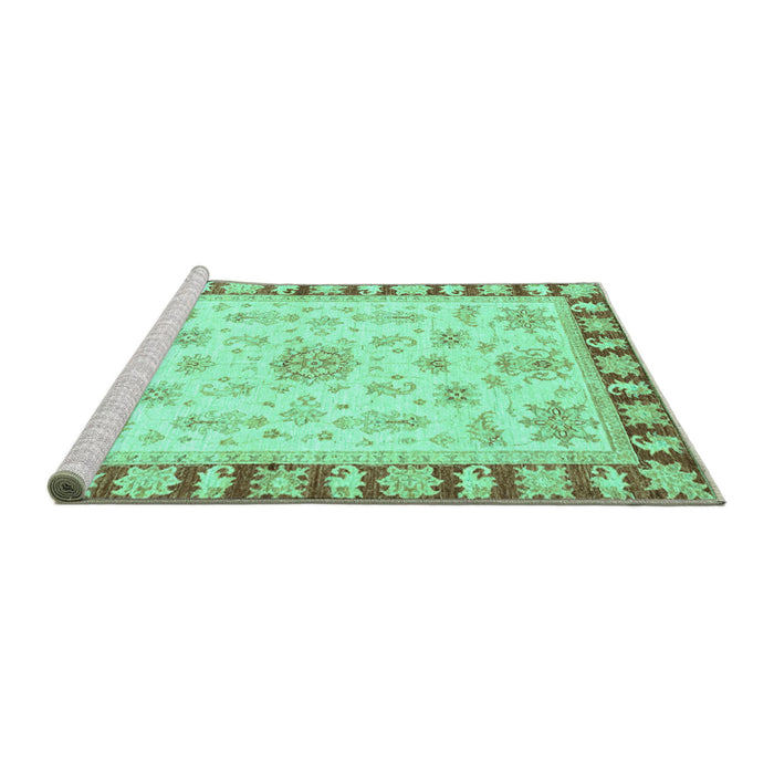 Sideview of Machine Washable Oriental Turquoise Traditional Area Rugs, wshabs3923turq