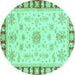 Round Oriental Turquoise Traditional Rug, abs3923turq