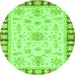 Round Machine Washable Oriental Green Traditional Area Rugs, wshabs3923grn