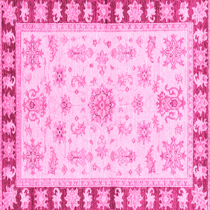 Square Machine Washable Oriental Pink Traditional Rug, wshabs3923pnk