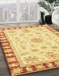 Abstract Mustard Yellow Oriental Rug, abs3923