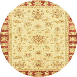 Round Abstract Mustard Yellow Oriental Rug, abs3923
