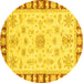 Round Oriental Yellow Traditional Rug, abs3923yw