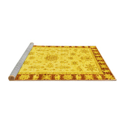 Sideview of Machine Washable Oriental Yellow Traditional Rug, wshabs3923yw