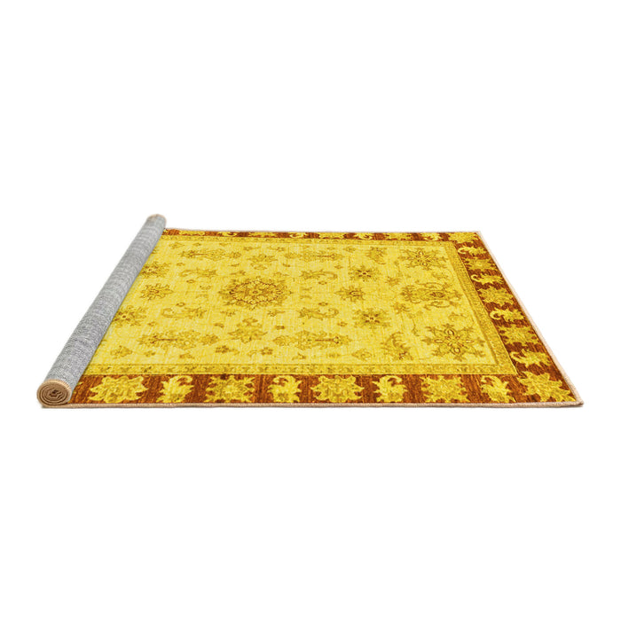 Sideview of Machine Washable Oriental Yellow Traditional Rug, wshabs3923yw