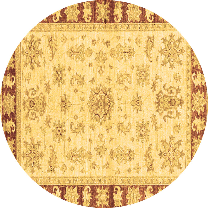 Round Oriental Brown Traditional Rug, abs3923brn