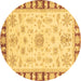 Round Oriental Brown Traditional Rug, abs3923brn