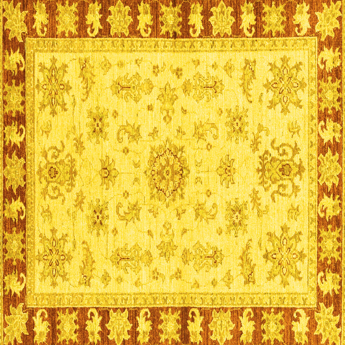 Square Machine Washable Oriental Yellow Traditional Rug, wshabs3923yw
