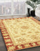 Abstract Mustard Yellow Oriental Rug in Family Room, abs3923