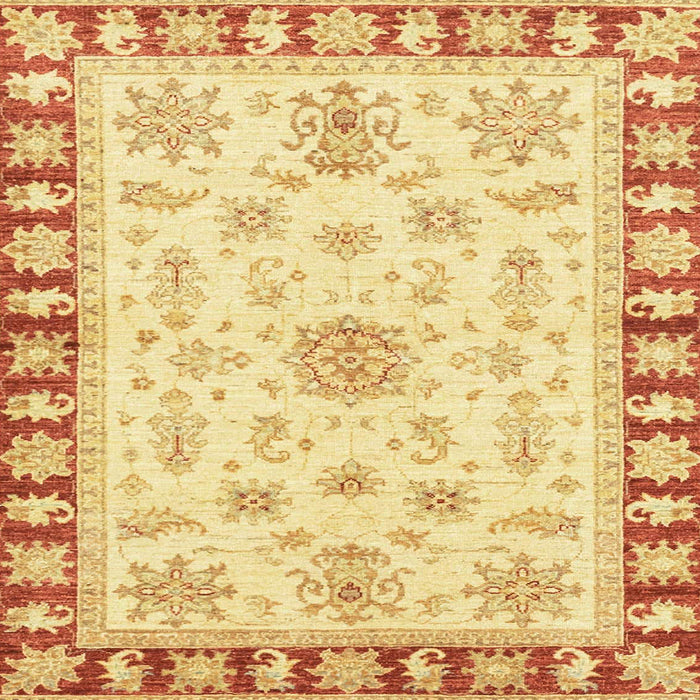 Square Abstract Mustard Yellow Oriental Rug, abs3923