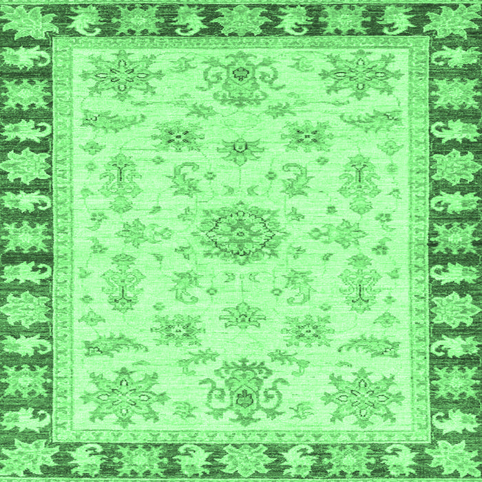Square Oriental Emerald Green Traditional Rug, abs3923emgrn
