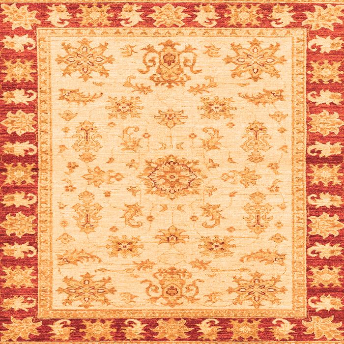 Square Oriental Orange Traditional Rug, abs3923org