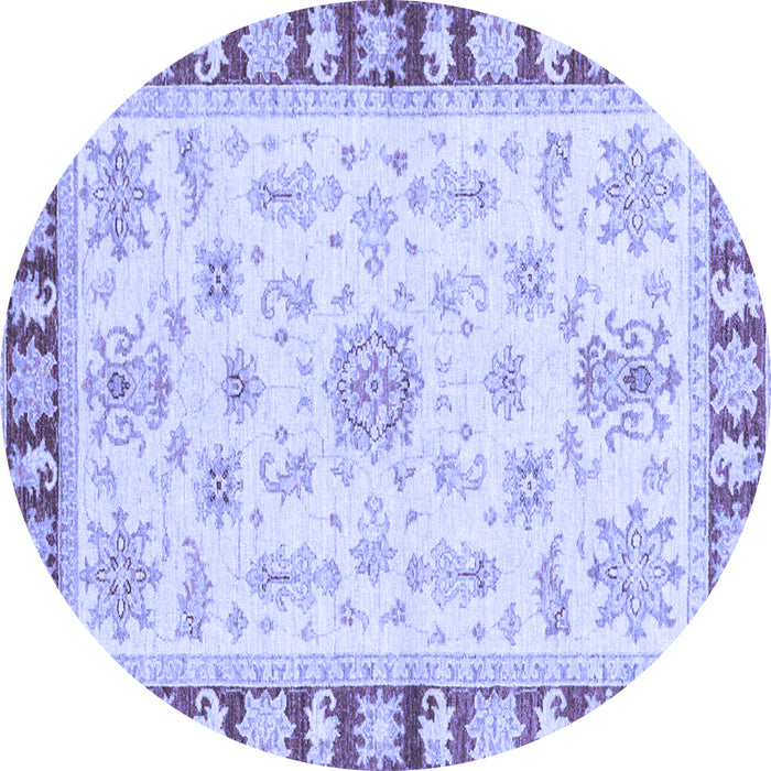 Round Machine Washable Oriental Blue Traditional Rug, wshabs3923blu