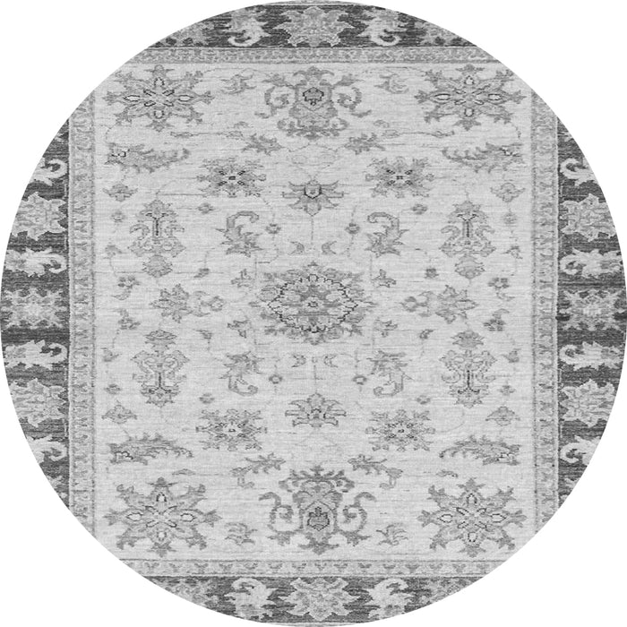 Round Machine Washable Oriental Gray Traditional Rug, wshabs3923gry