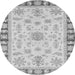 Round Machine Washable Oriental Gray Traditional Rug, wshabs3923gry