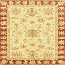 Square Machine Washable Abstract Mustard Yellow Rug, wshabs3923