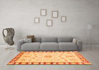 Machine Washable Oriental Orange Traditional Rug, wshabs3923org