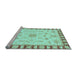 Sideview of Machine Washable Oriental Light Blue Traditional Rug, wshabs3923lblu