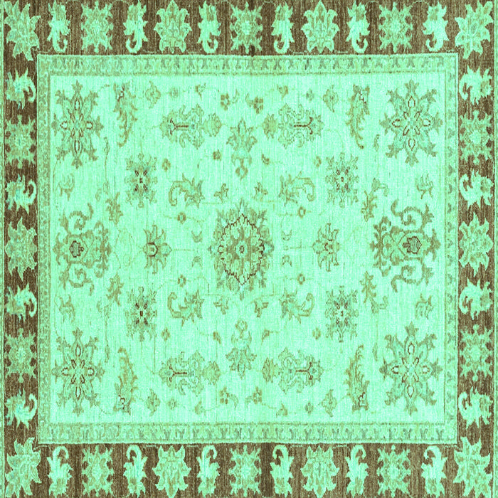 Square Oriental Turquoise Traditional Rug, abs3923turq