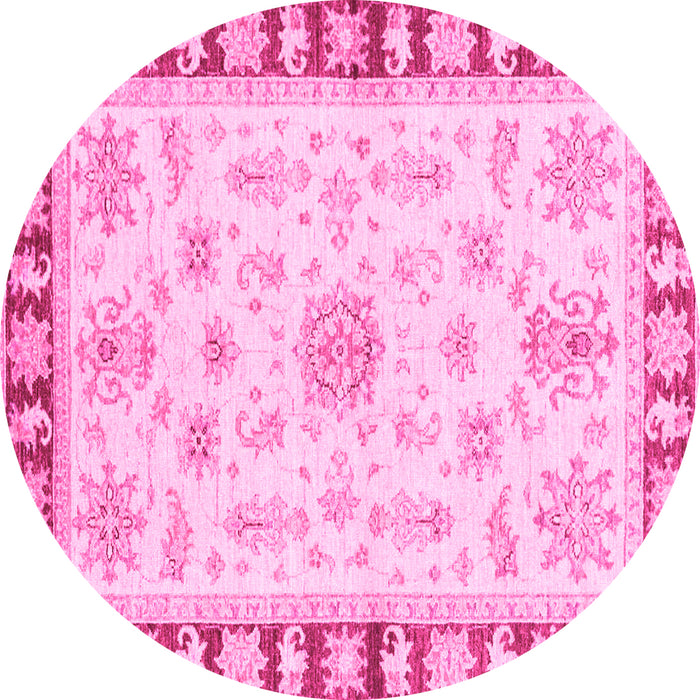 Round Oriental Pink Traditional Rug, abs3923pnk