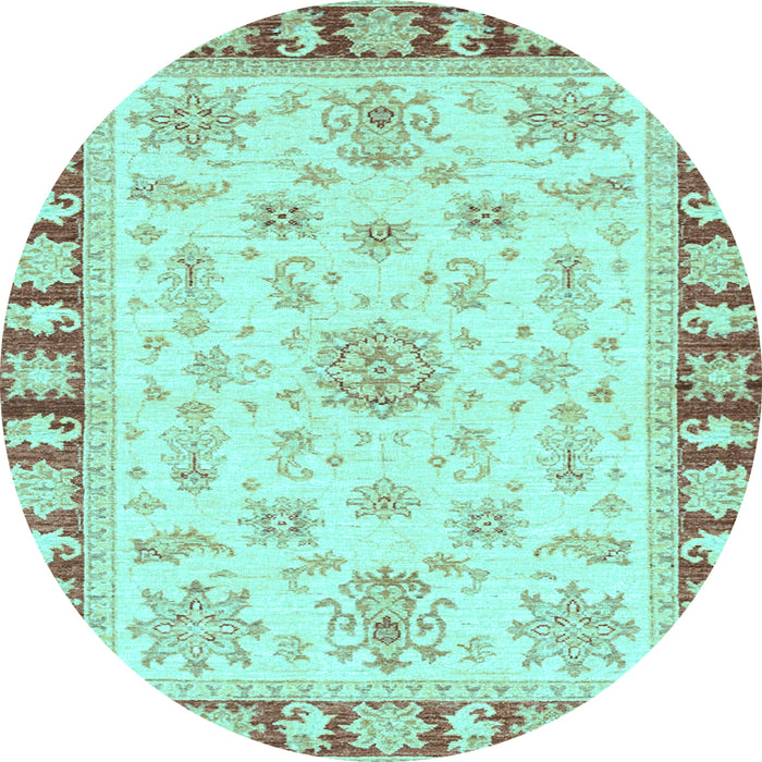 Round Oriental Light Blue Traditional Rug, abs3923lblu