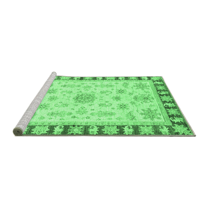 Sideview of Machine Washable Oriental Emerald Green Traditional Area Rugs, wshabs3923emgrn