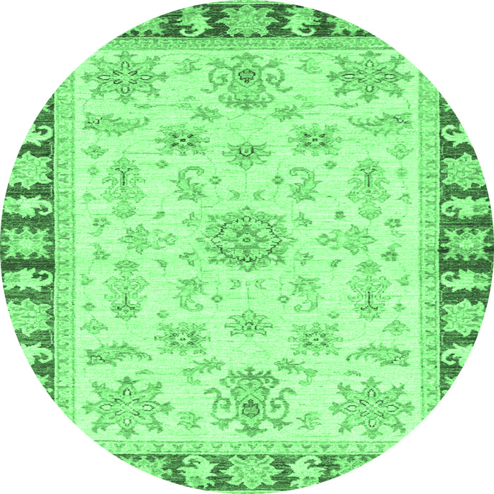 Round Oriental Emerald Green Traditional Rug, abs3923emgrn