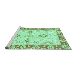 Sideview of Machine Washable Oriental Turquoise Traditional Area Rugs, wshabs3924turq