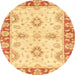 Round Abstract Orange Oriental Rug, abs3924