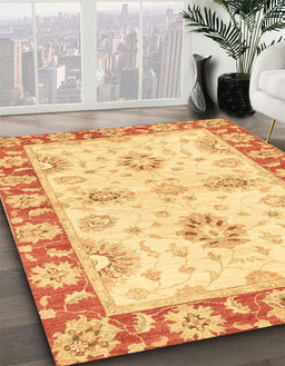Abstract Orange Oriental Rug in Family Room, abs3924