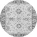 Round Machine Washable Oriental Gray Traditional Rug, wshabs3924gry