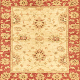Square Abstract Orange Oriental Rug, abs3924