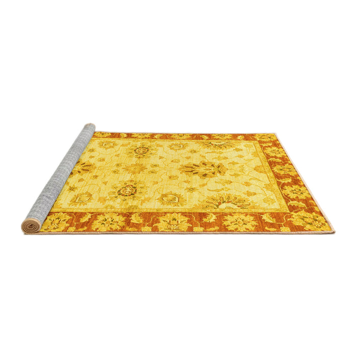 Sideview of Machine Washable Oriental Yellow Traditional Rug, wshabs3924yw